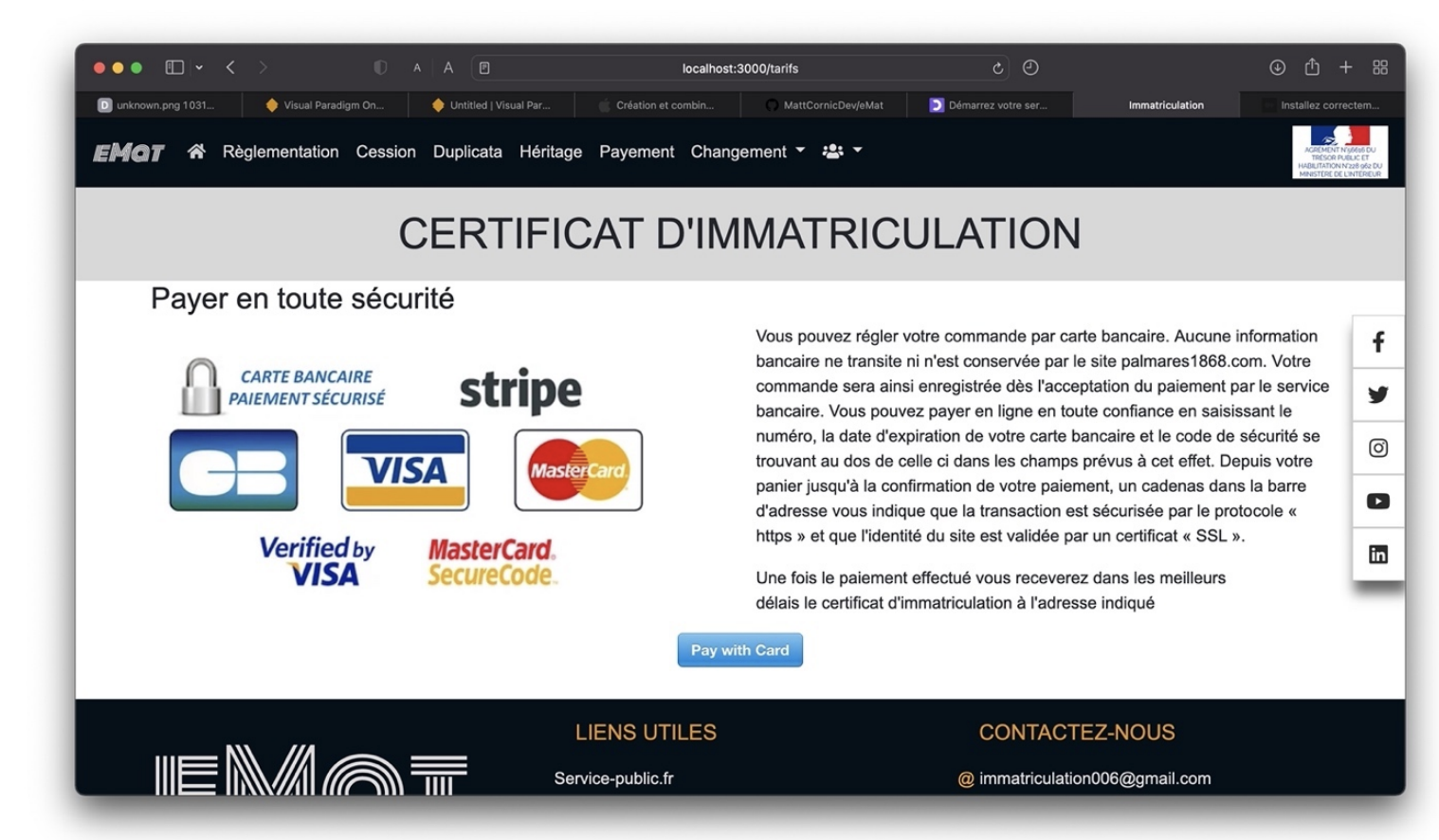 Projet Certificat d'immatriculation en NodeJS pour un commercant automobile.